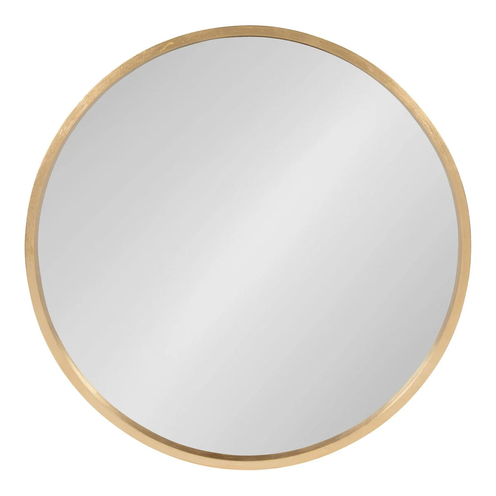 Round Wood Accent Wall Mirror, Modern Decorative Wooden Frame Mirror for Living Room, Bedroom and Entryway