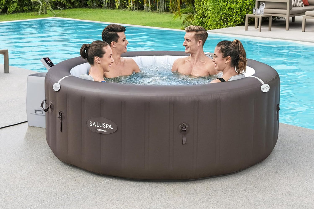 71 x 26-Inch Inflatable Hot Tub Spa for 2-4 Persons, Portable, with 2 Covers, Black