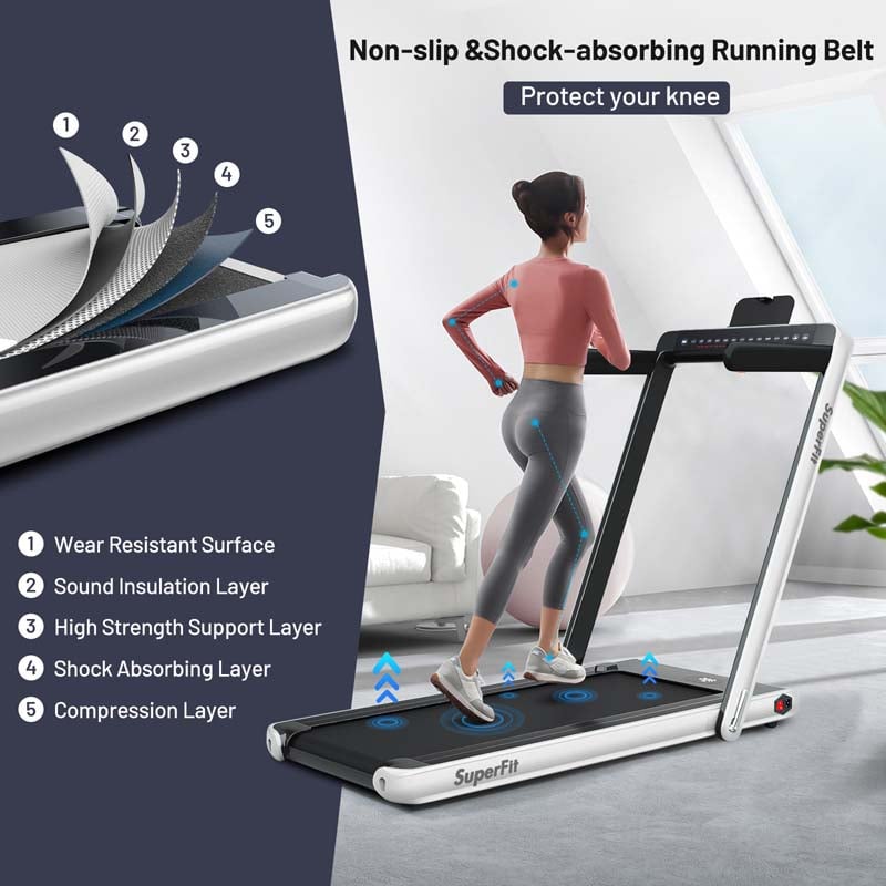 2-in-1 Folding Electric Treadmill, 2.25 HP, Under-Desk, with Dual Display and Smart App Control