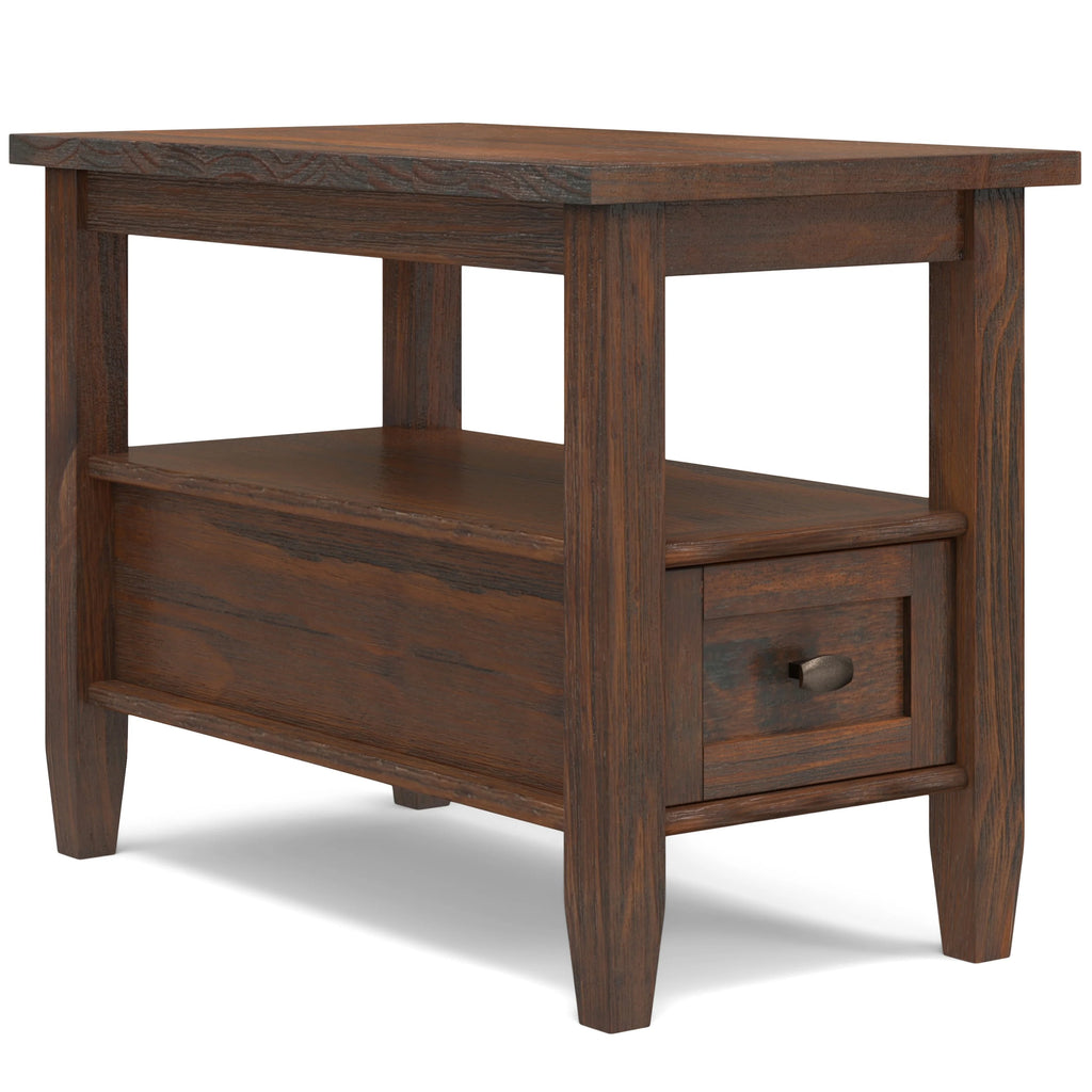 14" Wide Solid Wood Narrow Side Table, Rectangle Transitional Style Accent Table