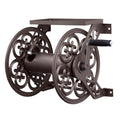 Steel Decorative Wall-Mount Garden Hose Reel, Bronze Outdoor Hose Storage Holder