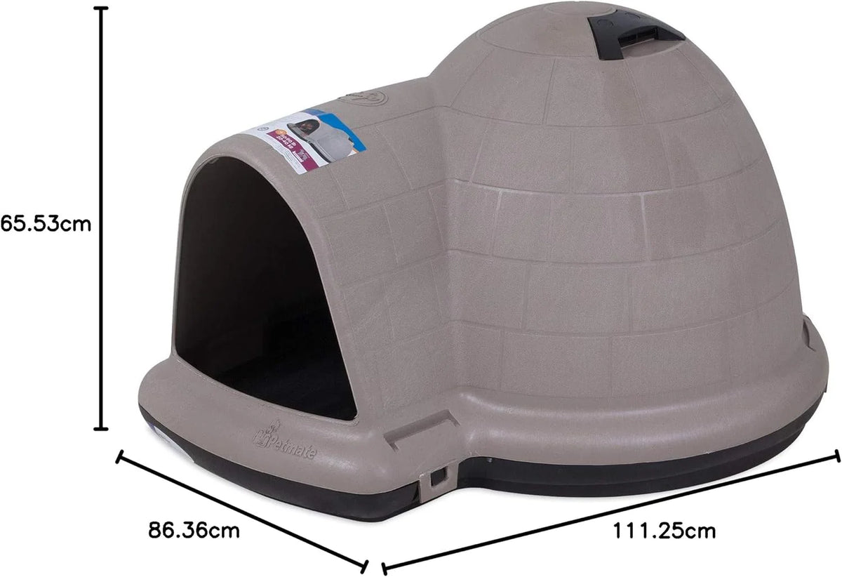 XL Igloo Dog House for Dogs 90-125 Lbs., All-Weather Pet Shelter, Made in USA
