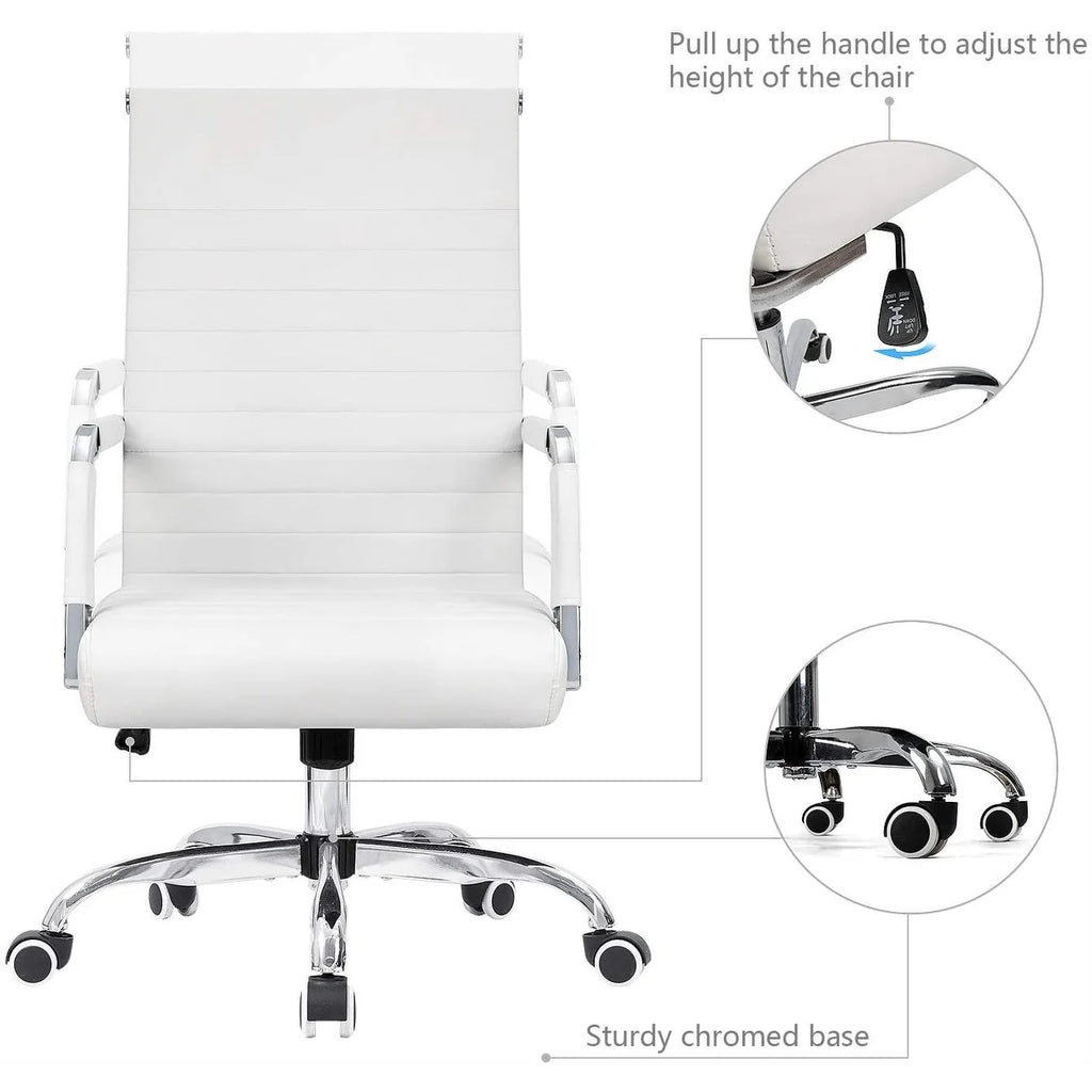 Ergonomic Ribbed Office Chair, Modern Computer Desk Chair with Comfortable Upholstered Seat for Home and Office