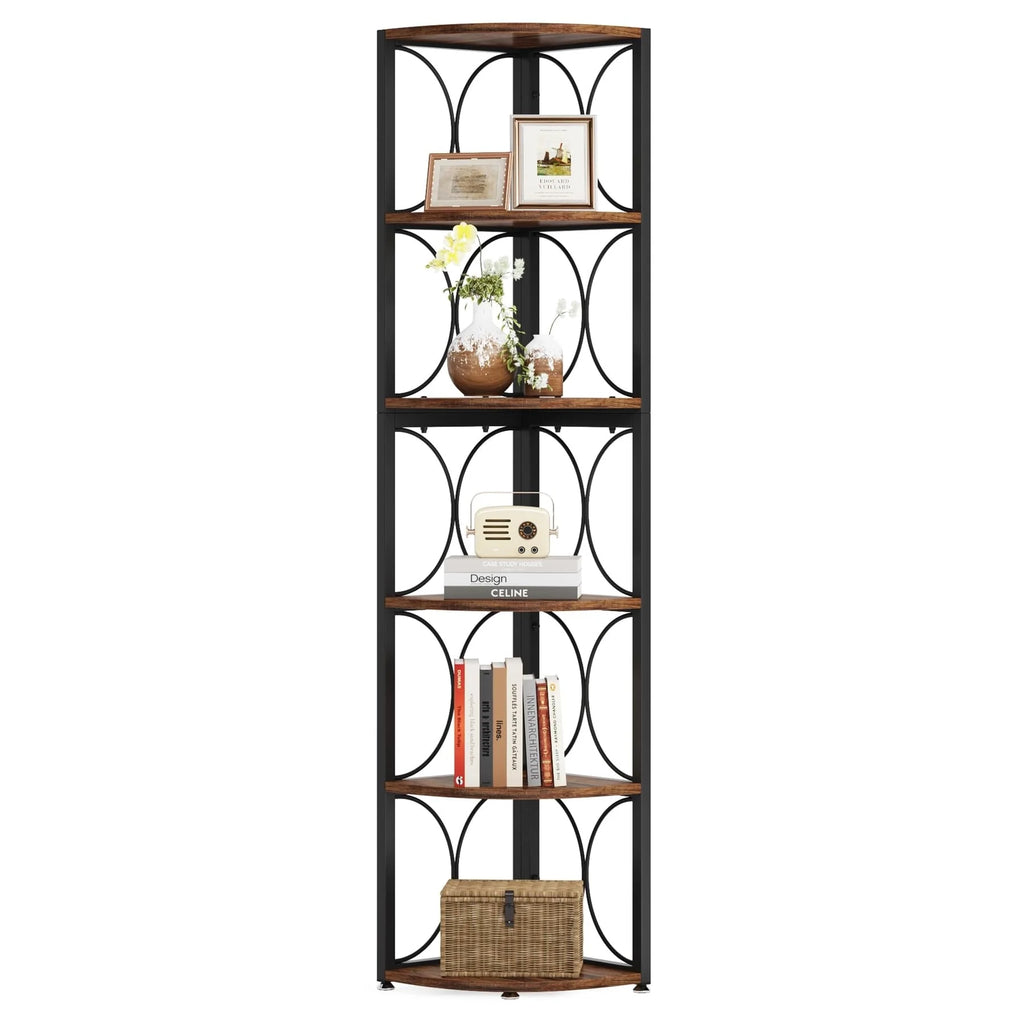 67 Inch Tall Corner Shelf, Freestanding Corner Bookshelf and Storage Shelving Unit