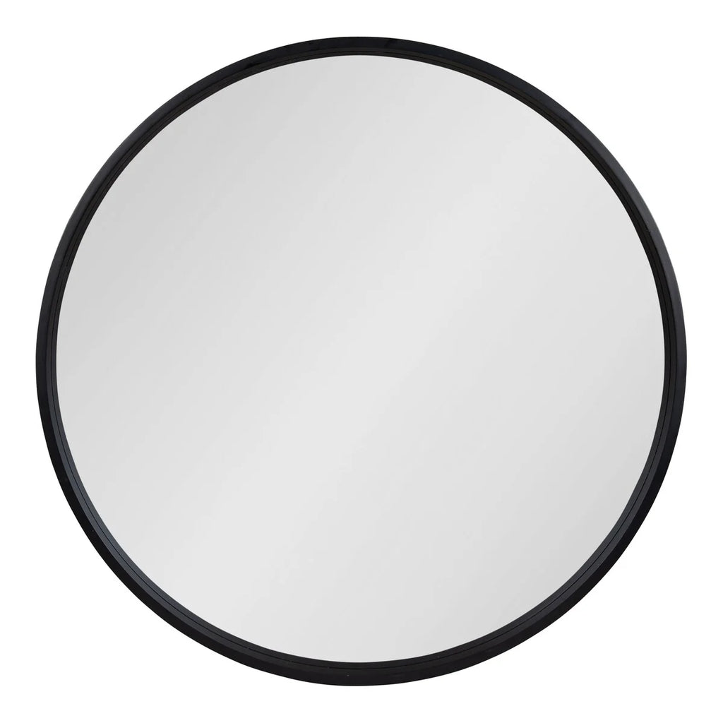 Round Wood Accent Wall Mirror, Modern Decorative Wooden Frame Mirror for Living Room, Bedroom and Entryway