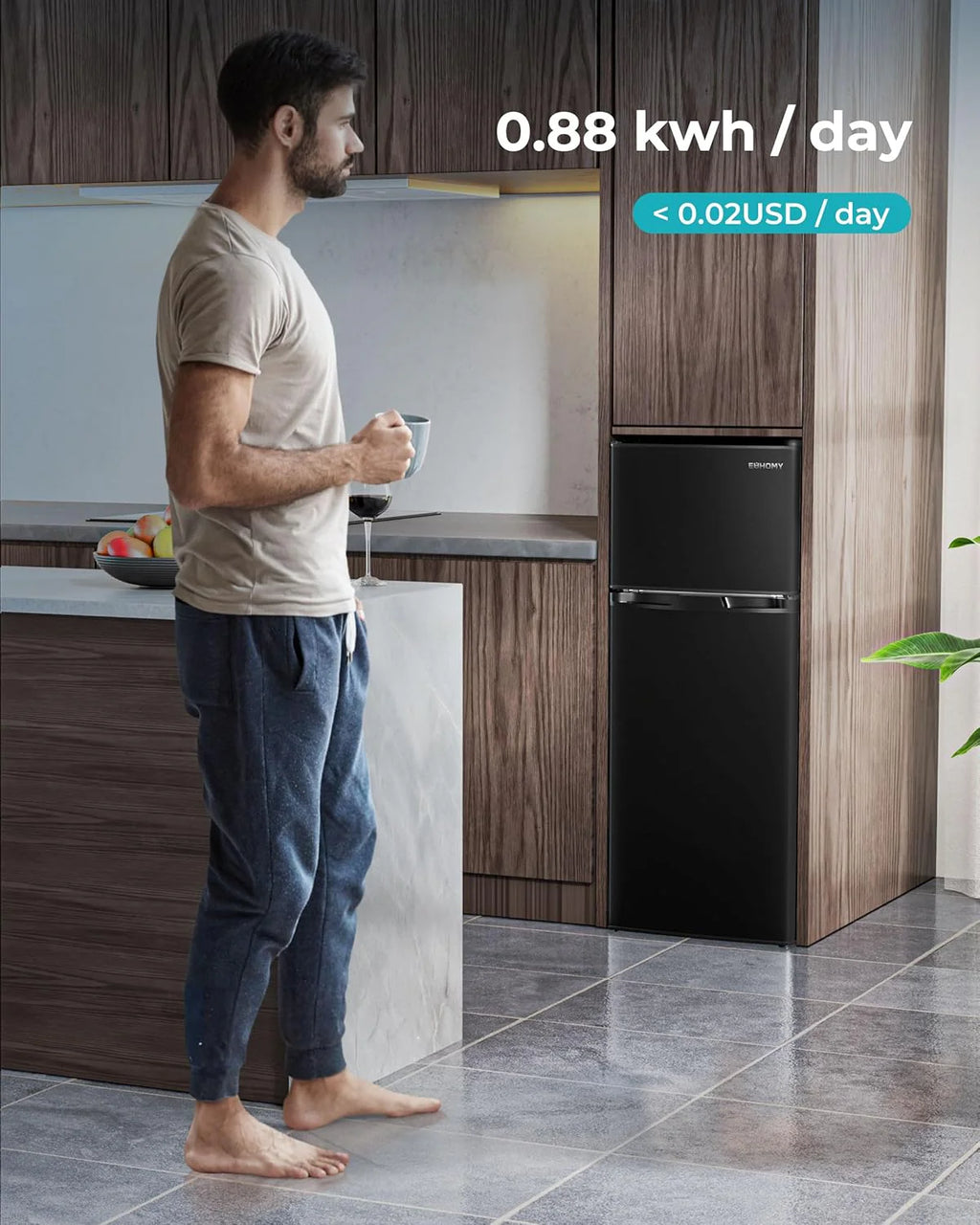 3.2 Cu. Ft. 2-Door Mini Fridge with Freezer, Compact Refrigerator, Silver
