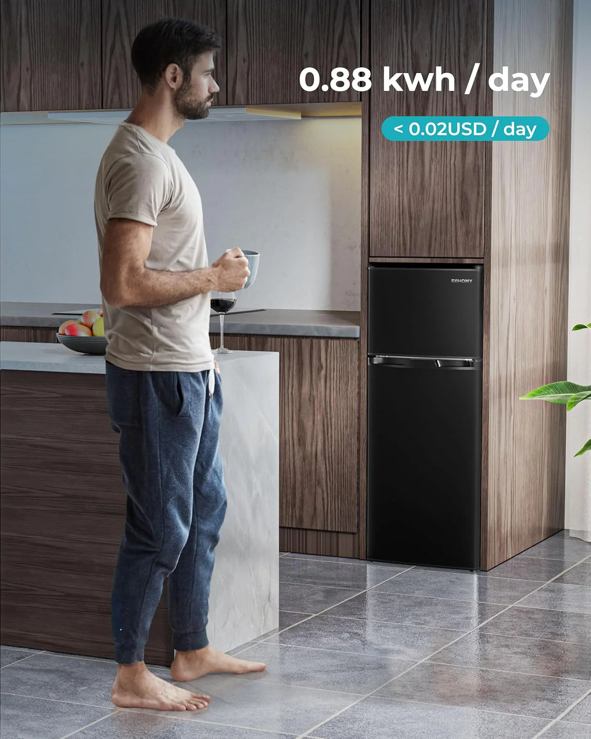 3.2 Cu. Ft. 2-Door Mini Fridge with Freezer, Compact Refrigerator, Silver