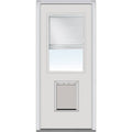 32 x 80-Inch Primed Steel Exterior Door, 1/2 Lite Clear Glass with Internal Blinds and Pet Door, Right-Hand Inswing