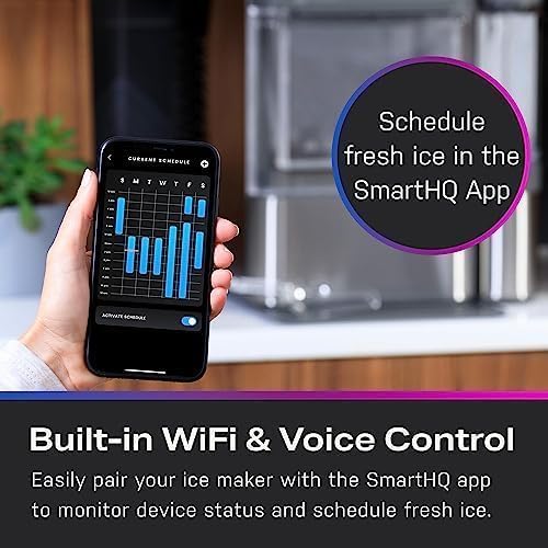 Countertop Nugget Ice Maker with 1-Gallon Water Tank, Makes 38 lbs of Pellet Ice in 24 Hours, WiFi Smart Connectivity, Includes Ice Scoop, Stainless Steel