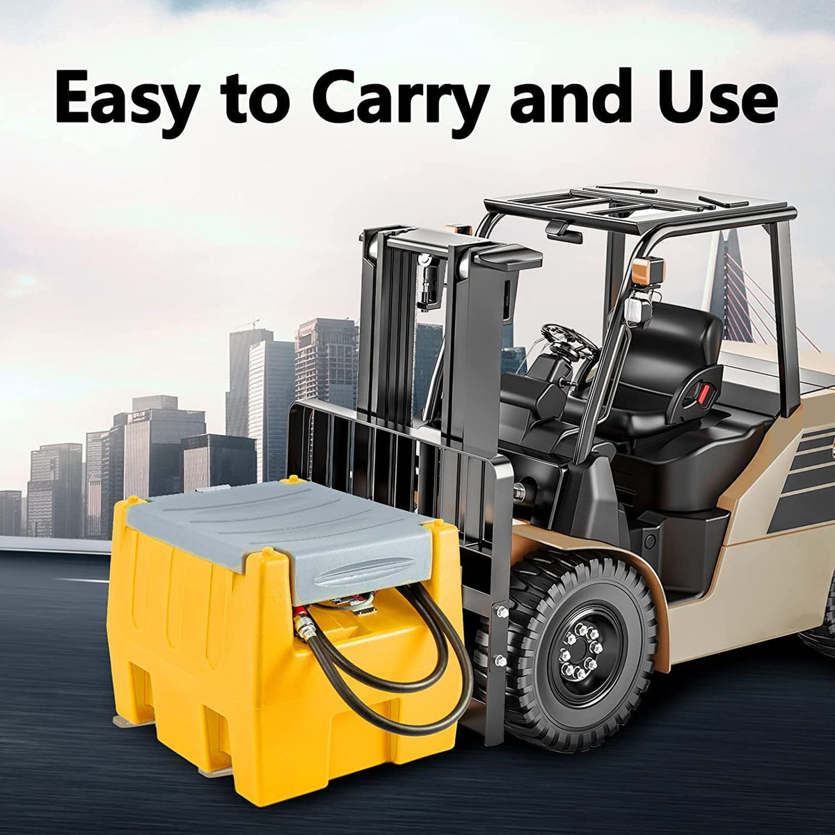 58-Gallon Portable Gasoline Fuel Tank with 12V Electric Transfer Pump, 40 GPM, 4-Meter Hose, Yellow