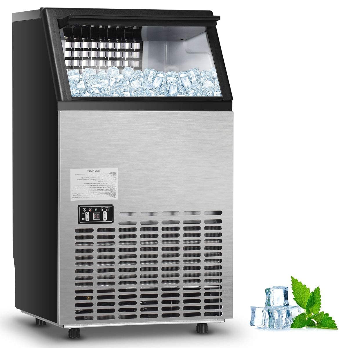 Commercial Built-in Ice Maker – Stainless Steel, 33LBS Storage Capacity with Ice Shovel