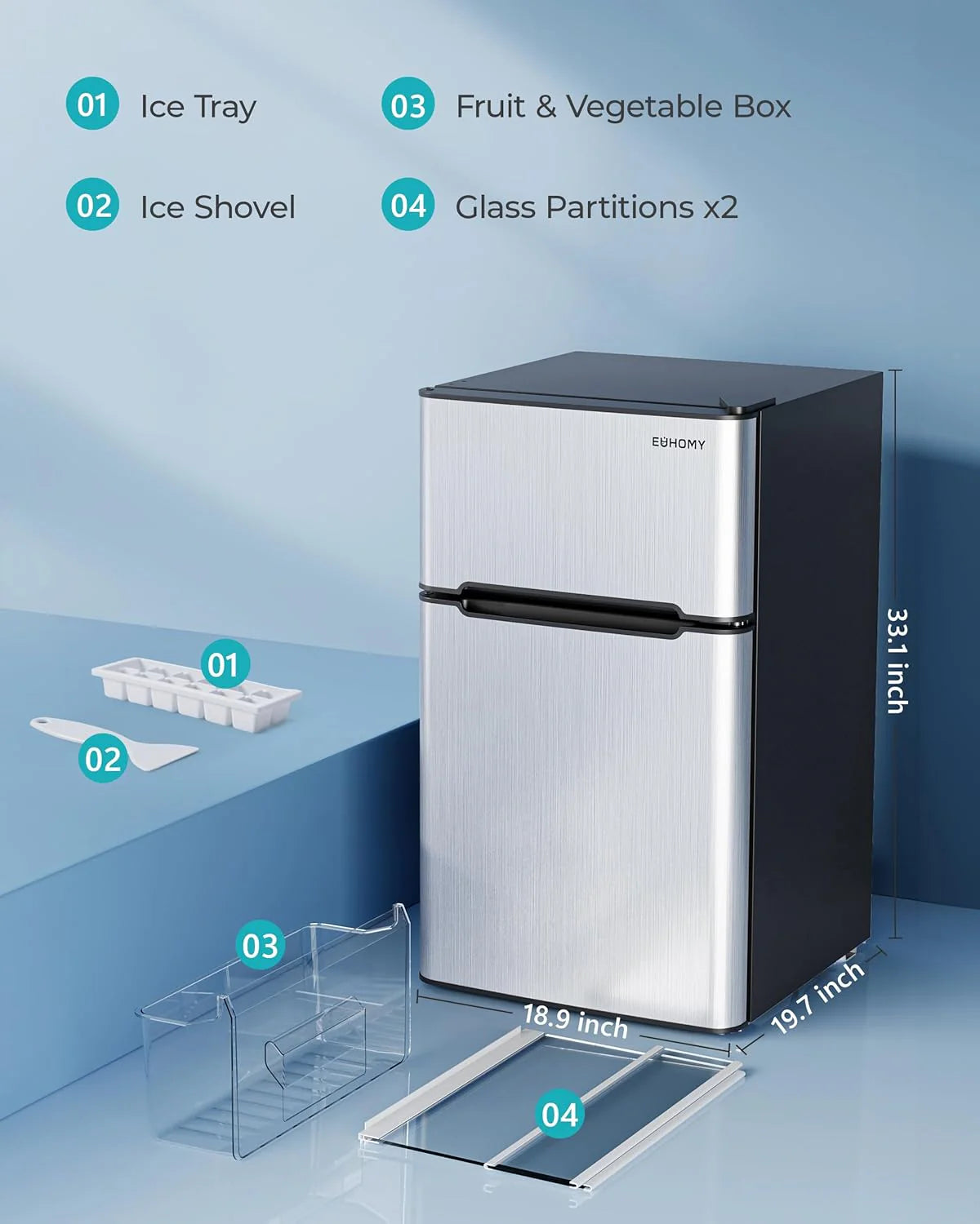 3.2 Cu. Ft. 2-Door Mini Fridge with Freezer, Compact Refrigerator, Silver
