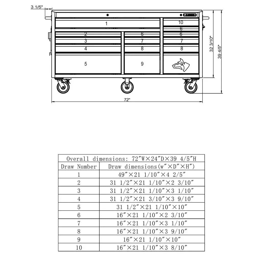 72-Inch W x 24-Inch D 15-Drawer Heavy-Duty Tool Chest Mobile Workbench, Stainless Steel Top, Dual Locks, Red