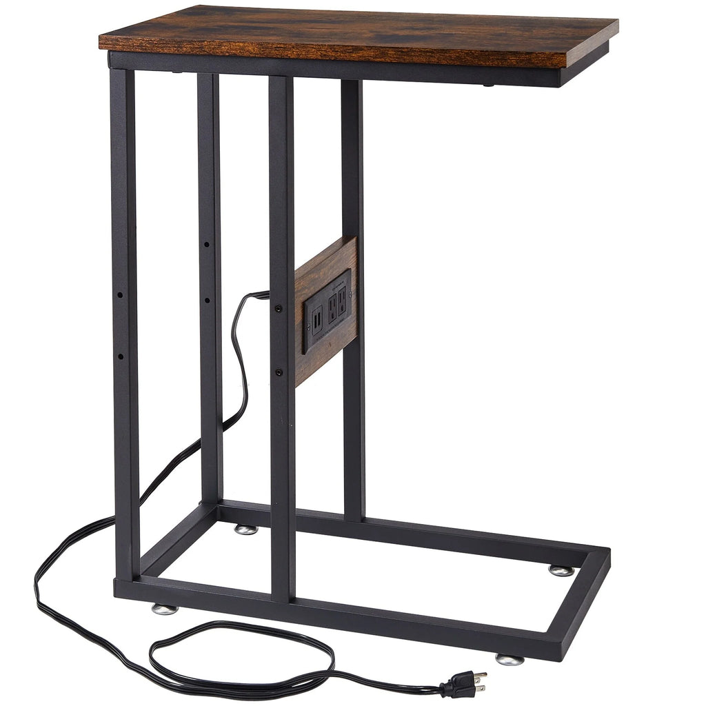 Set of 2 C-Shaped Sofa Side Tables, Small End Tables for Living Room, Bedside and TV Tray
