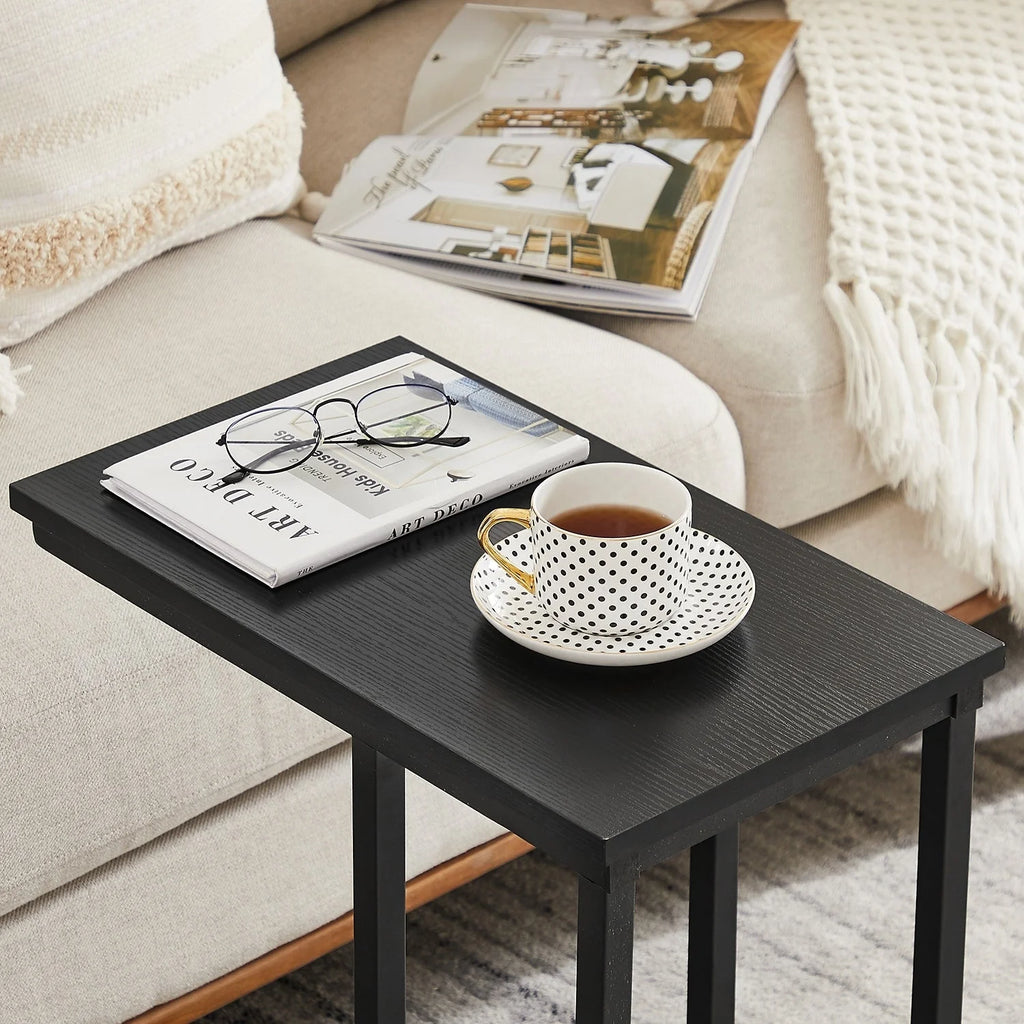 Set of 2 C-Shaped Sofa Side Tables, Small End Tables for Living Room, Bedside and TV Tray