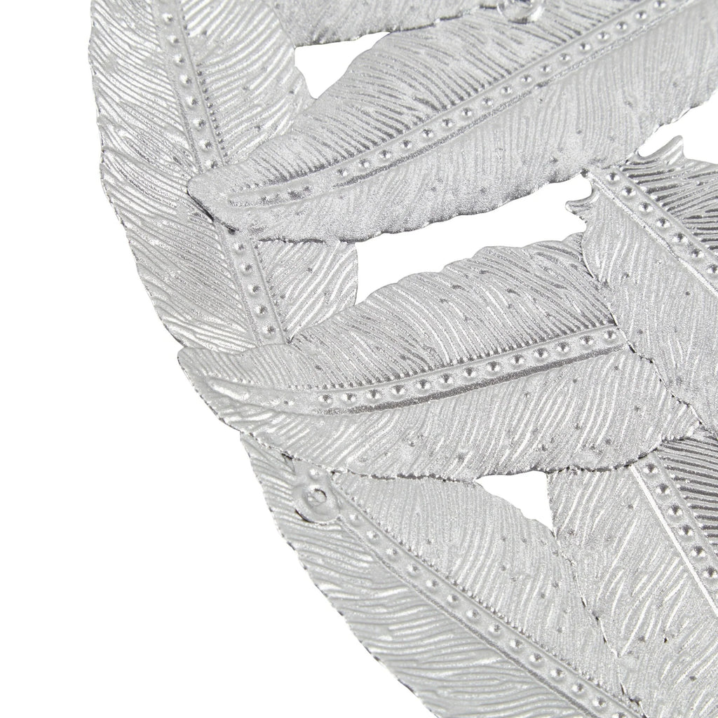 Textured Feather 3-Piece Metal Disc Wall Decor Set, Decorative Wall Art for Home