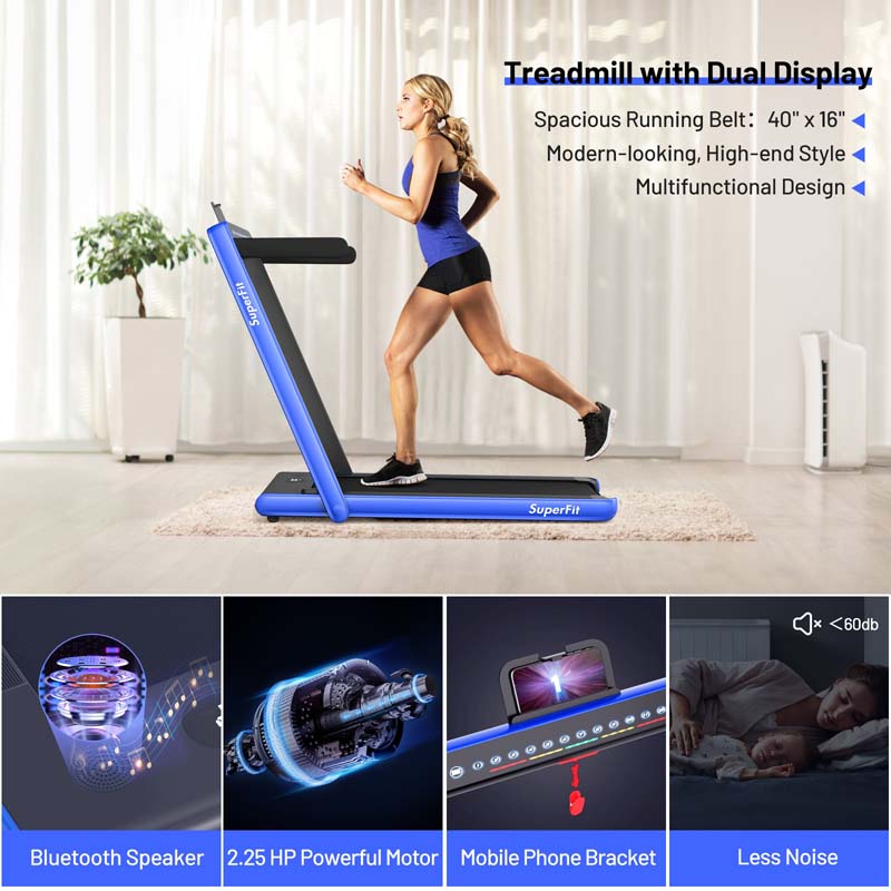 2-in-1 Folding Electric Treadmill, 2.25 HP, Under-Desk, with Dual Display and Smart App Control