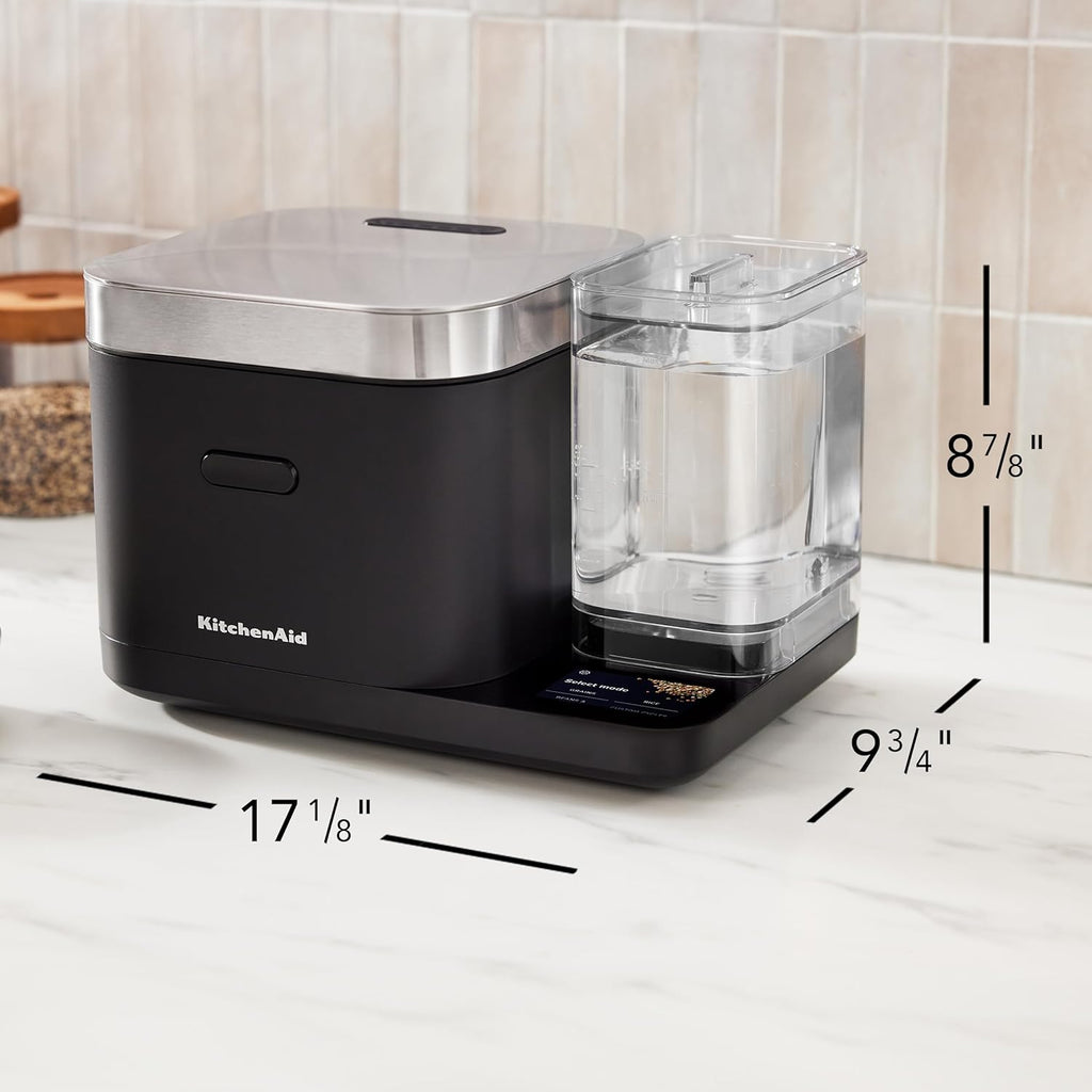 8-Cup Grain and Rice Cooker with Integrated Scale and Delayed Cook