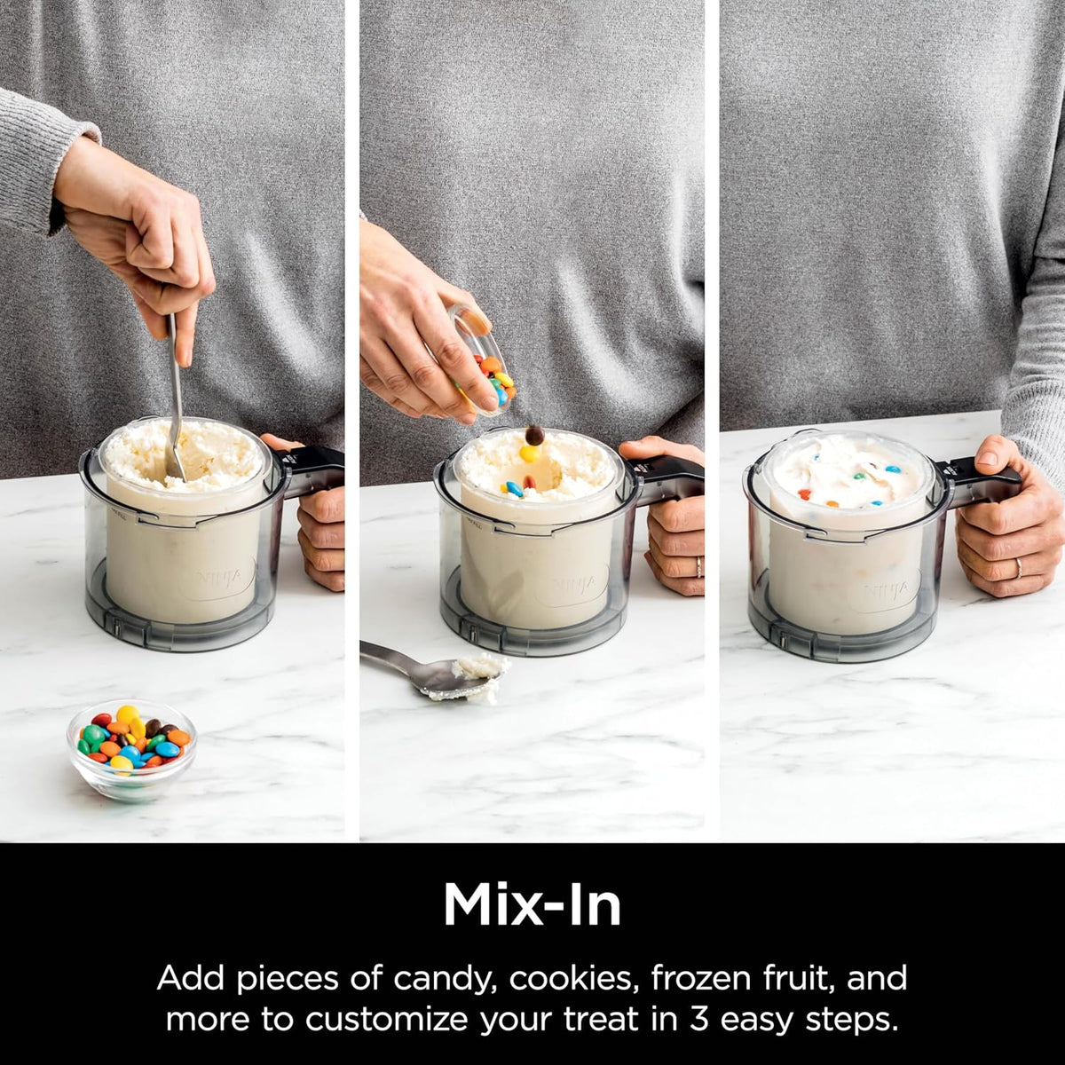 7-in-1 Ice Cream Maker with 2 Pint Containers and Lids, Compact, Silver