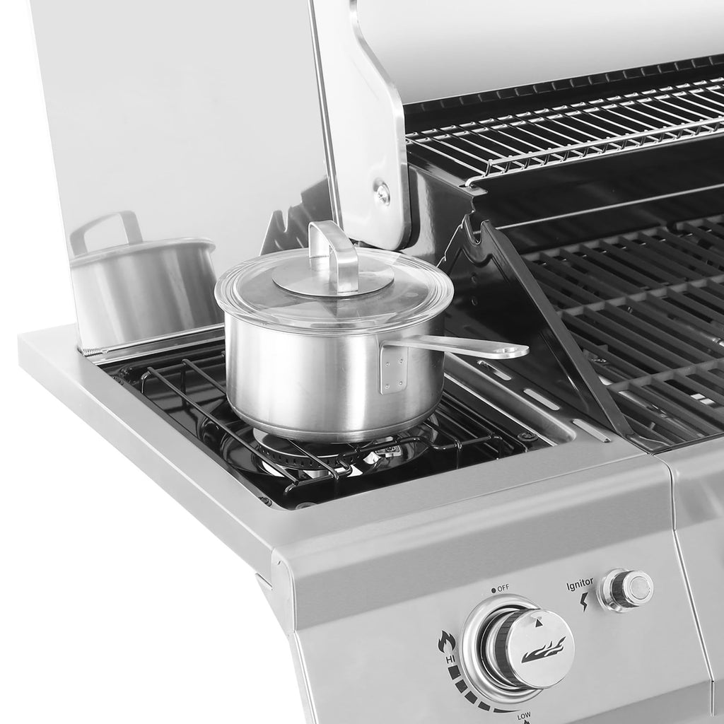 Stainless Steel 6-Burner Gas Grill – 74,000 BTU with Sear & Side Burner, Cabinet Style