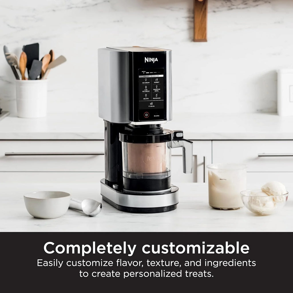 7-in-1 Ice Cream Maker with 2 Pint Containers and Lids, Compact, Silver