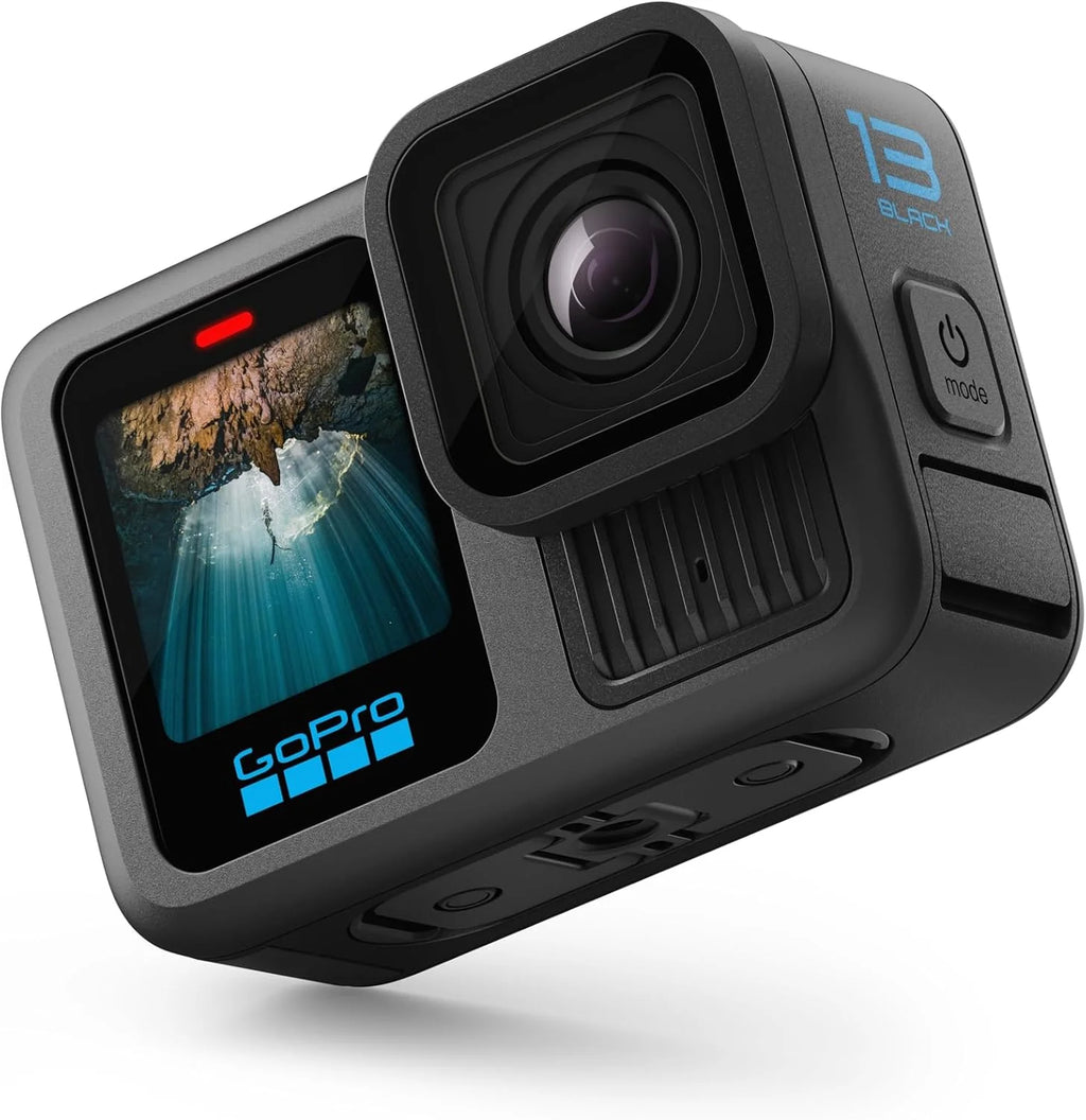 Waterproof Action Camera, 5.3K 60FPS Video, 27MP Photos, Wide-Angle Lens Compatibility, Black