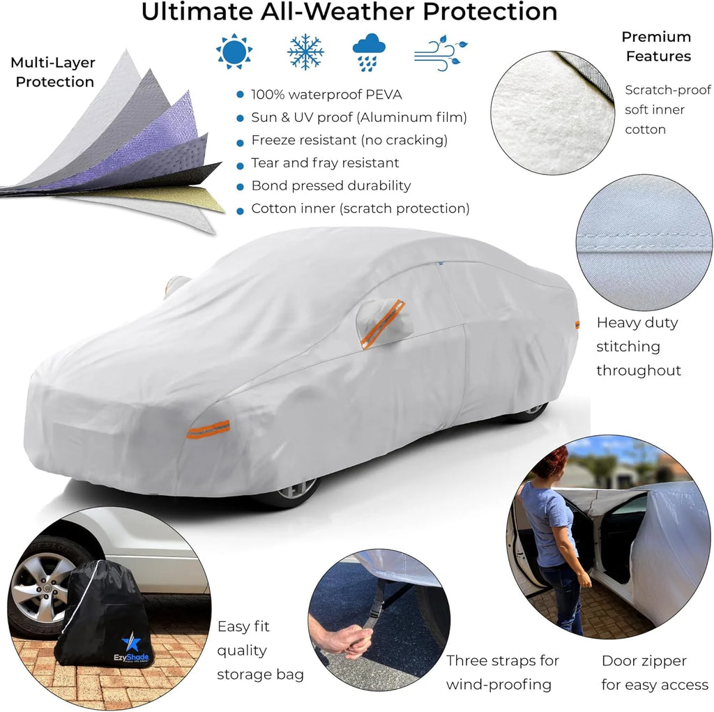 10-Layer Waterproof Car Cover, All Weather Vehicle Protection Cover