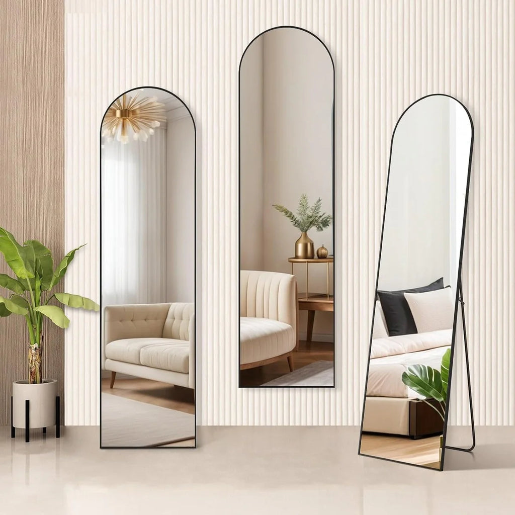 Full Length Mirror with Stand, Aluminum Alloy Frame Full Body Floor Mirror for Bedroom and Cloakroom