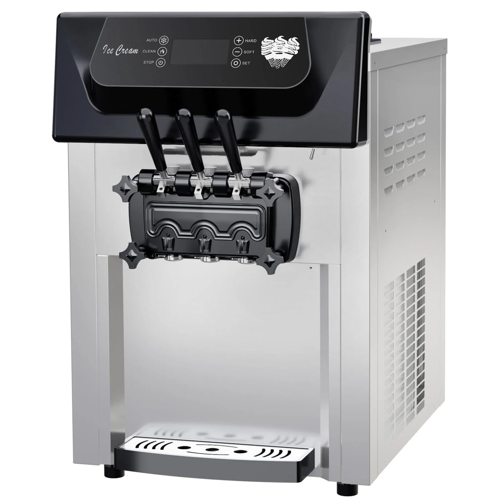 2200W 3-Flavor Soft Serve Ice Cream Machine, 5.3–7.4 Gal/Hr, LCD Touch Screen, Automatic Cleaning