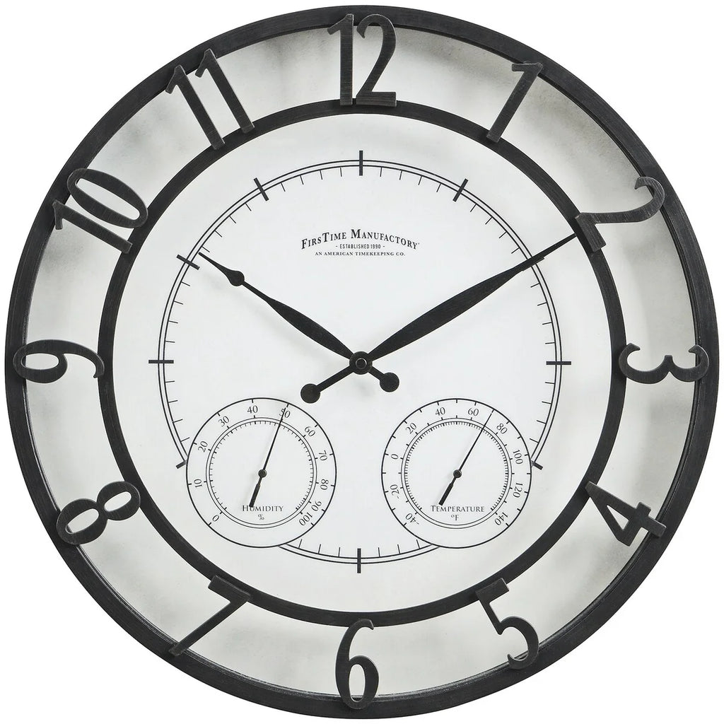 18" Bronze-Tone Outdoor Wall Clock, Weather-Resistant Plastic, Farmhouse Style
