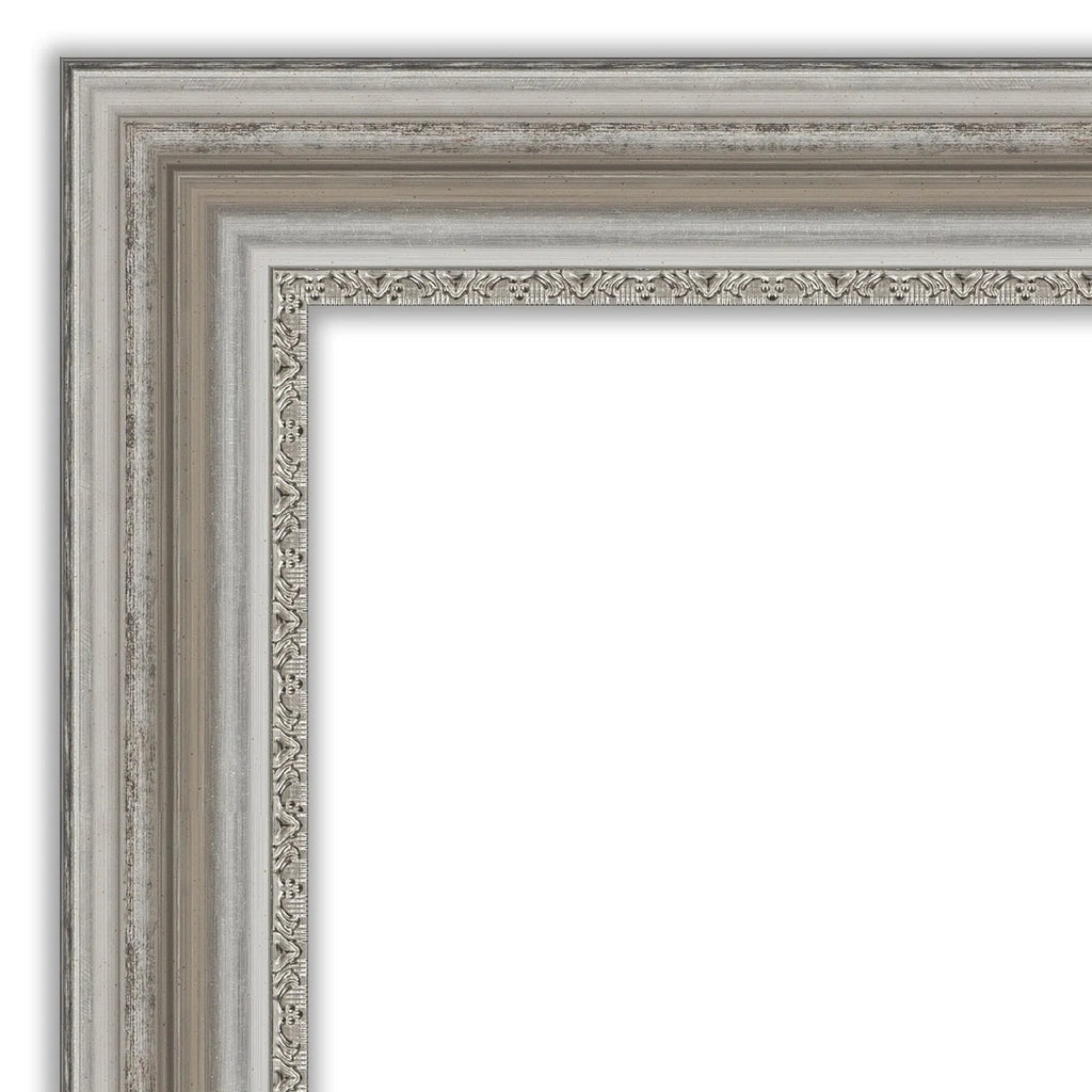 Beveled Bathroom Wall Mirror, Silver Frame Decorative Vanity Mirror for Bathroom, Bedroom and Entryway