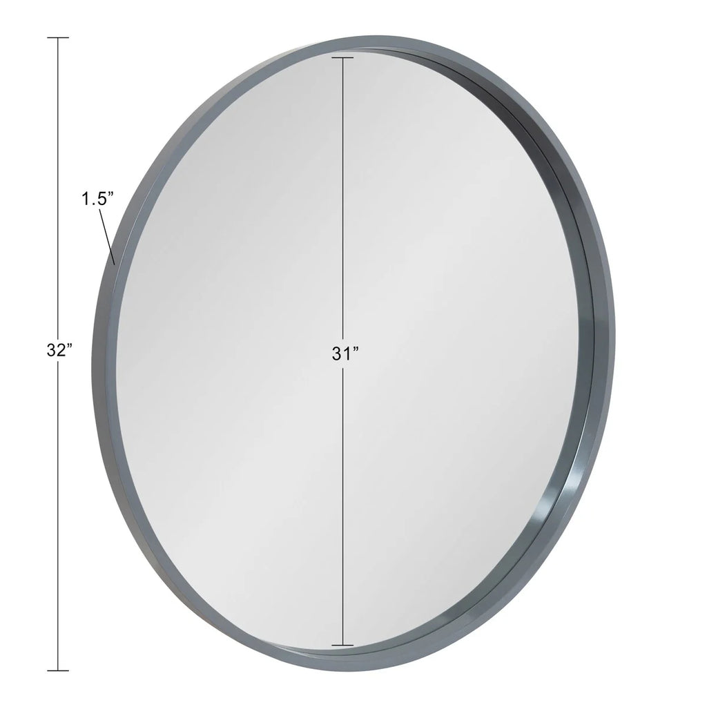 Round Wood Accent Wall Mirror, Modern Decorative Wooden Frame Mirror for Living Room, Bedroom and Entryway