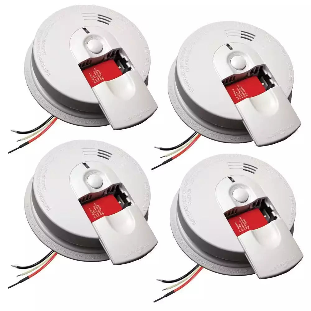 Hardwired Smoke Alarm with Ionization Sensor, 120V AC, 9V Battery Backup