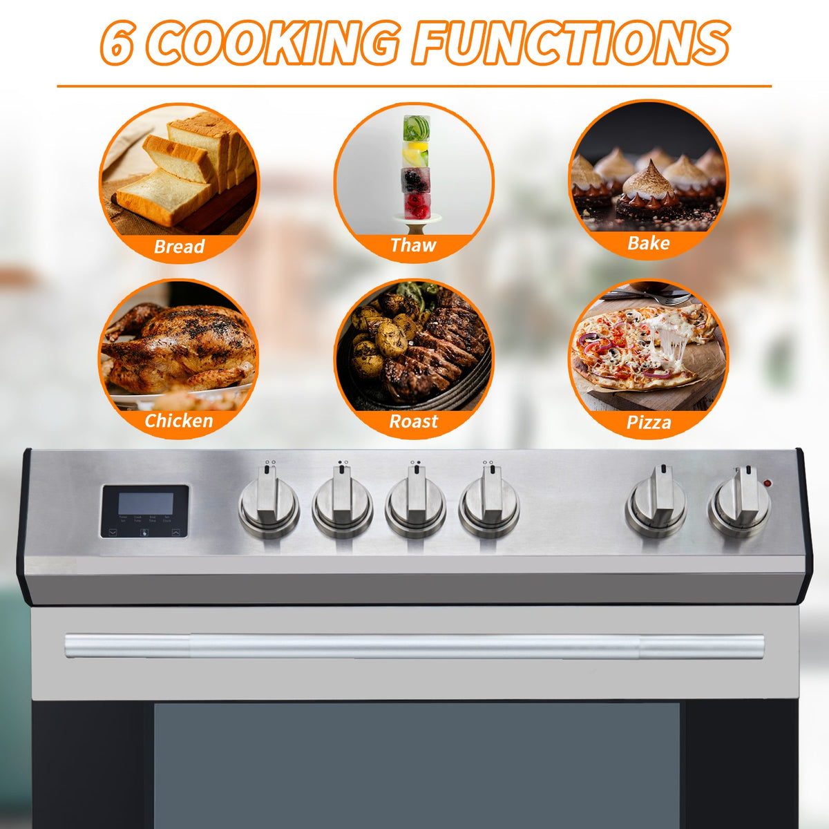 5.0 Cu. Ft. Freestanding Electric Range with Front Controls and 5 Cooktop Elements, Stainless Steel