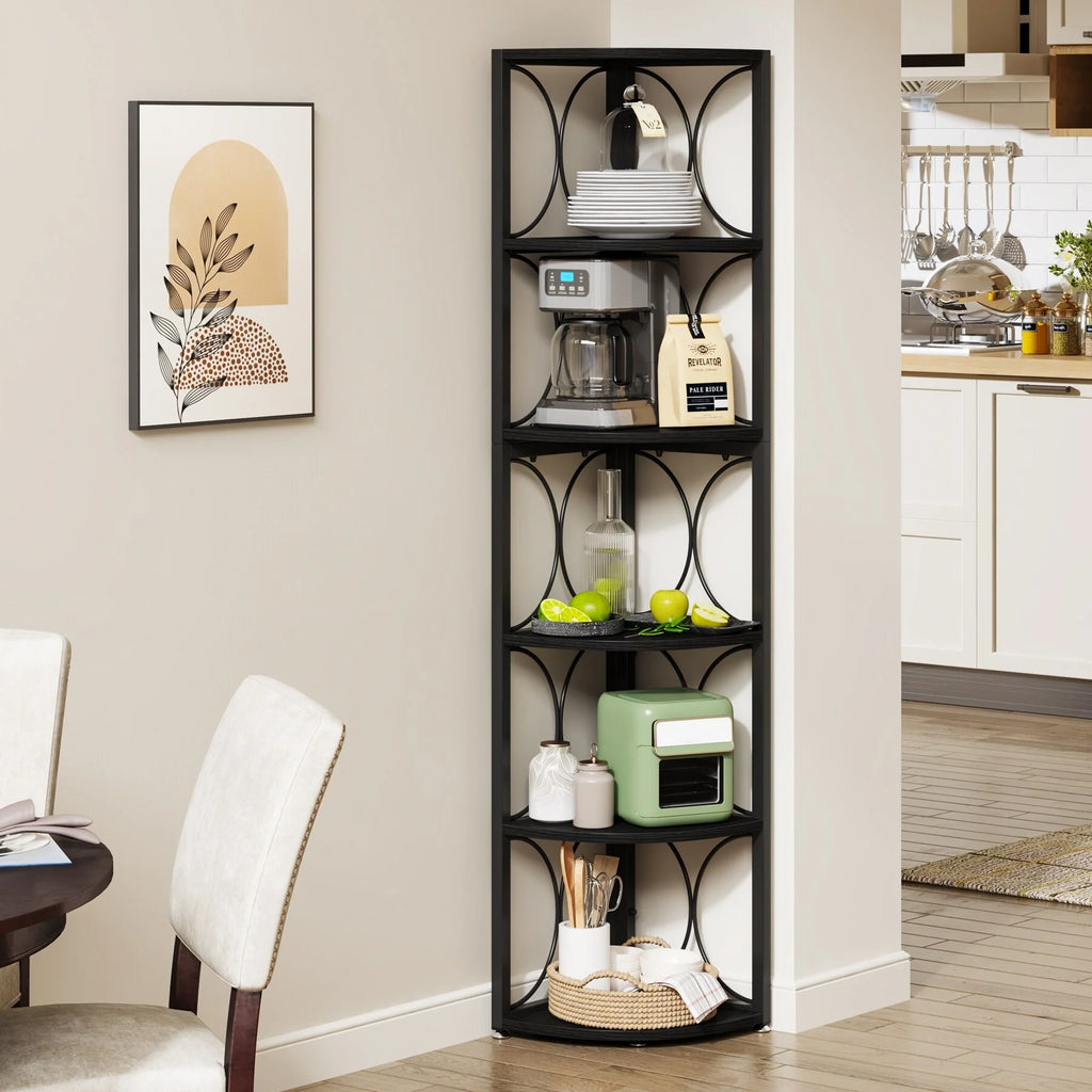 67 Inch Tall Corner Shelf, Freestanding Corner Bookshelf and Storage Shelving Unit