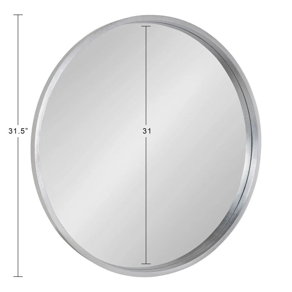 Round Wood Accent Wall Mirror, Modern Decorative Wooden Frame Mirror for Living Room, Bedroom and Entryway