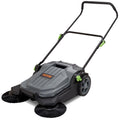 Walk-Behind Hand Push Floor Sweeper, 5-Gallon Waste Container, Manual Outdoor Sweeping Machine