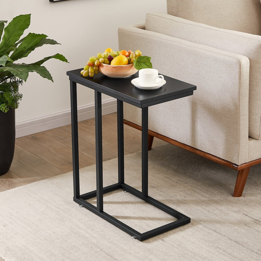 Set of 2 C-Shaped Sofa Side Tables, Small End Tables for Living Room, Bedside and TV Tray