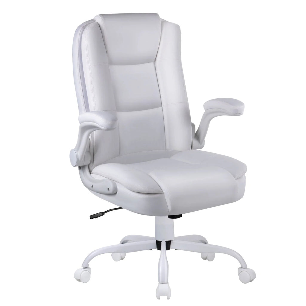 Big and Tall Ergonomic Office Chair, High Back Leather Executive Computer Chair with Padded Flip-Up Arms