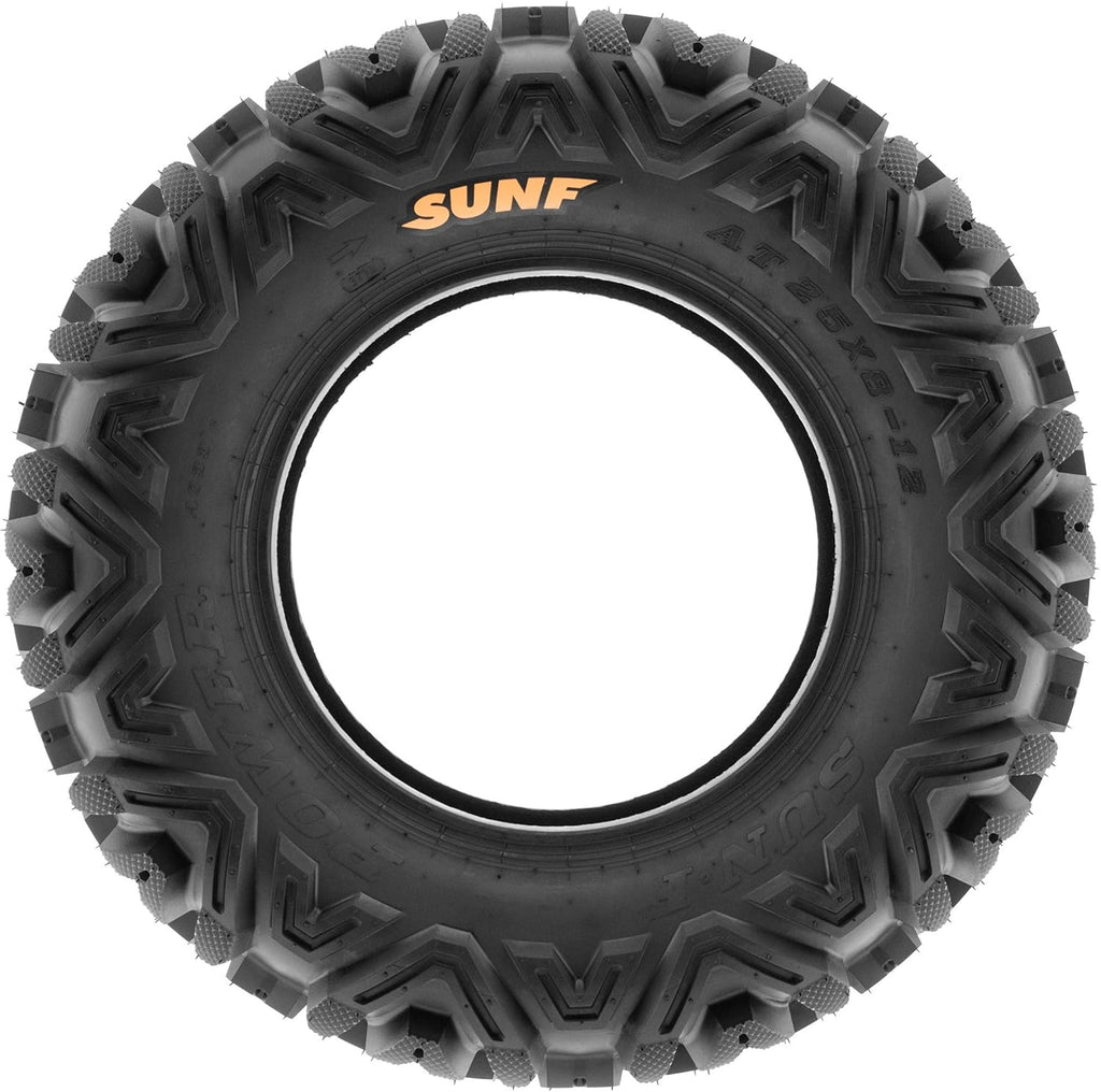 ATV UTV All-Terrain Tires Set of 4, 25X8-12 Front & 25X10-12 Rear Off-Road Replacement Tires