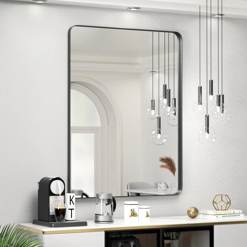 Wall Mirror Vanity Mirror, Bathroom Mirror with Rounded Corners, 1 Piece