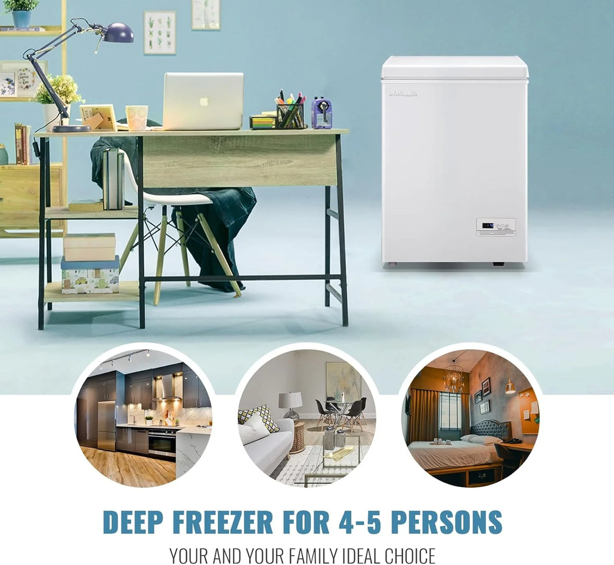 5.0 Cu. Ft. Chest Freezer with 2 Removable Stainless Steel Baskets, Electronic Control, 41°F to -15°F, Black