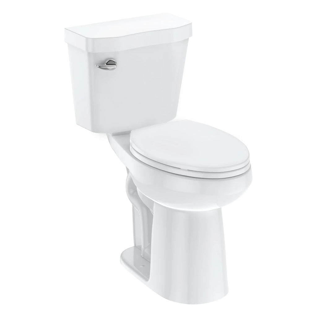 Two-Piece Elongated Toilet with Soft-Close Seat, 1.28 GPF Siphonic Flush, Universal Height, Cotton White