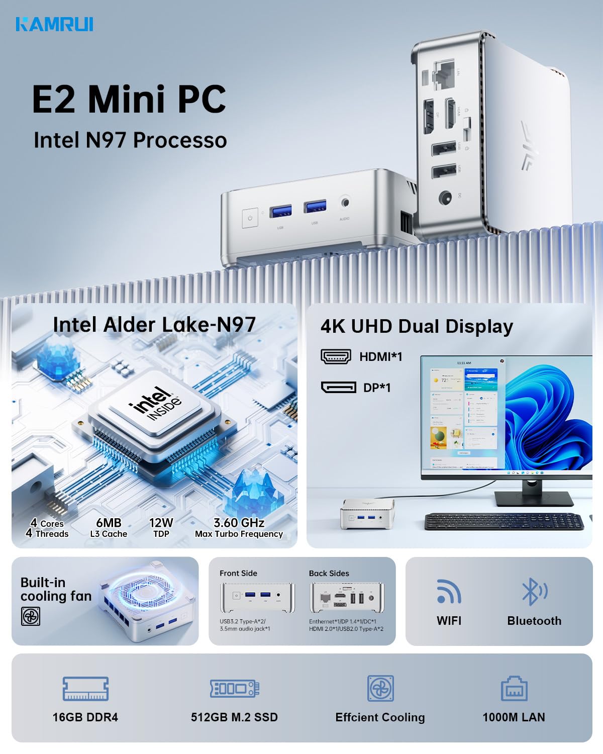 Mini PC, 16GB RAM, 512GB M.2 SSD, Compact Mini Computer for Home, Office and Everyday Computing