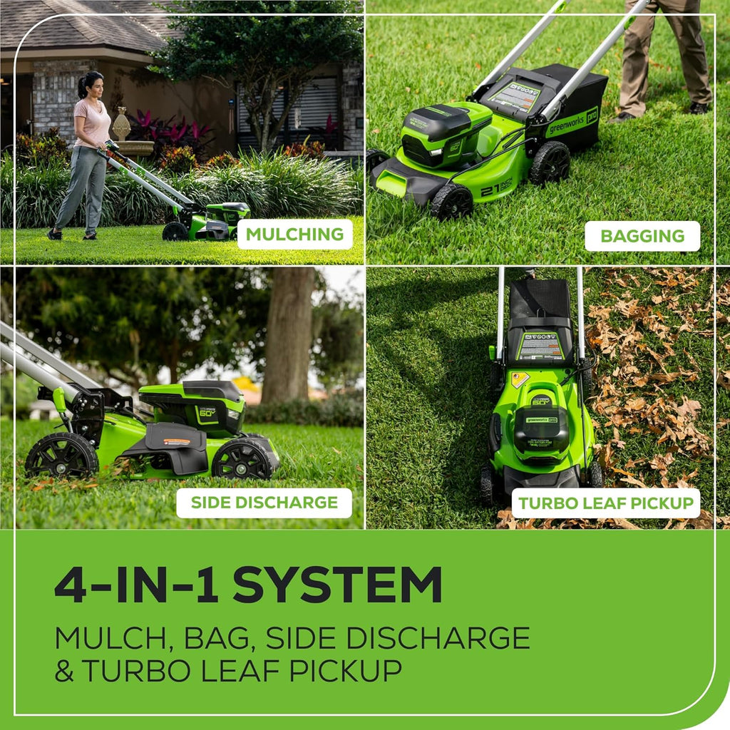 60V 21-Inch Cordless Self-Propelled Lawn Mower with 2 x 4.0Ah Batteries and Dual-Port Rapid Charger