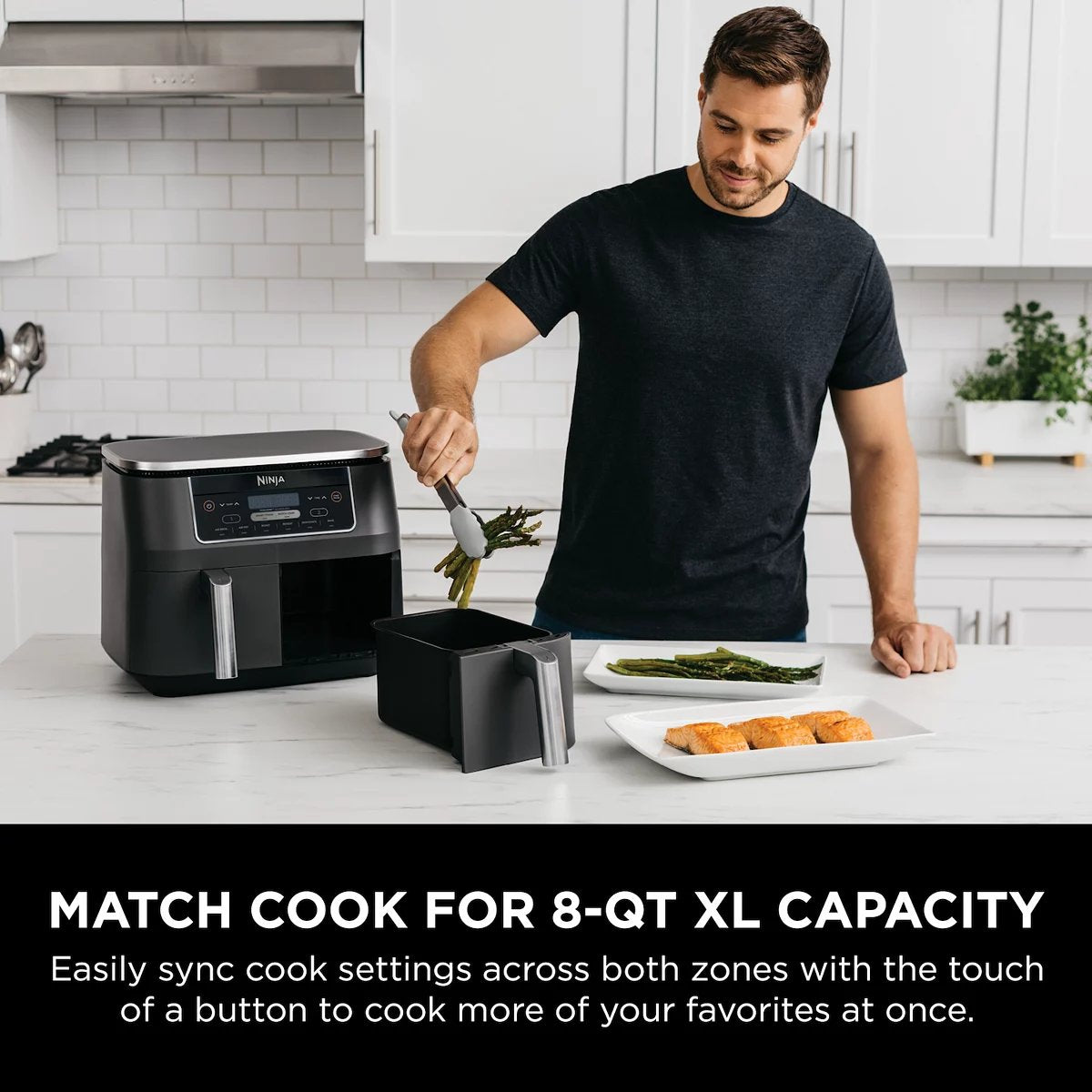 8-Qt 2-Basket Air Fryer – 6-in-1 with DualZone Technology and Smart Finish