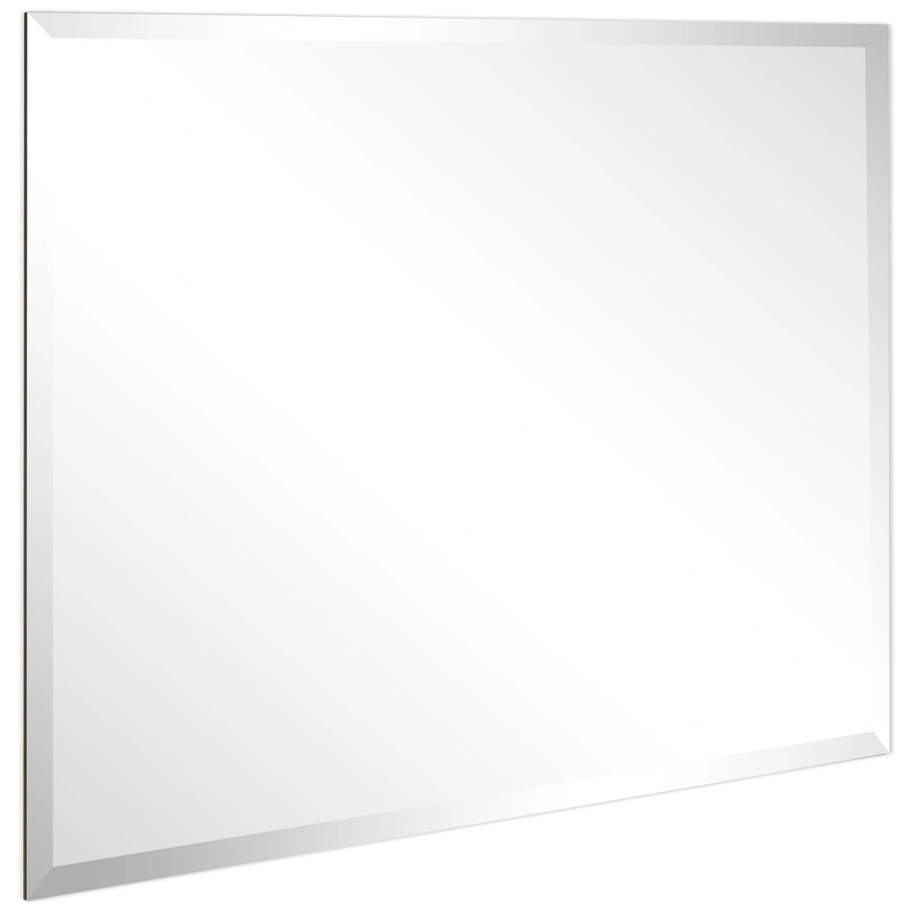 Frameless Beveled Prism Wall Mirror, Clear Square or Rectangular Decorative Mirror for Bathroom, Bedroom and Home Decor