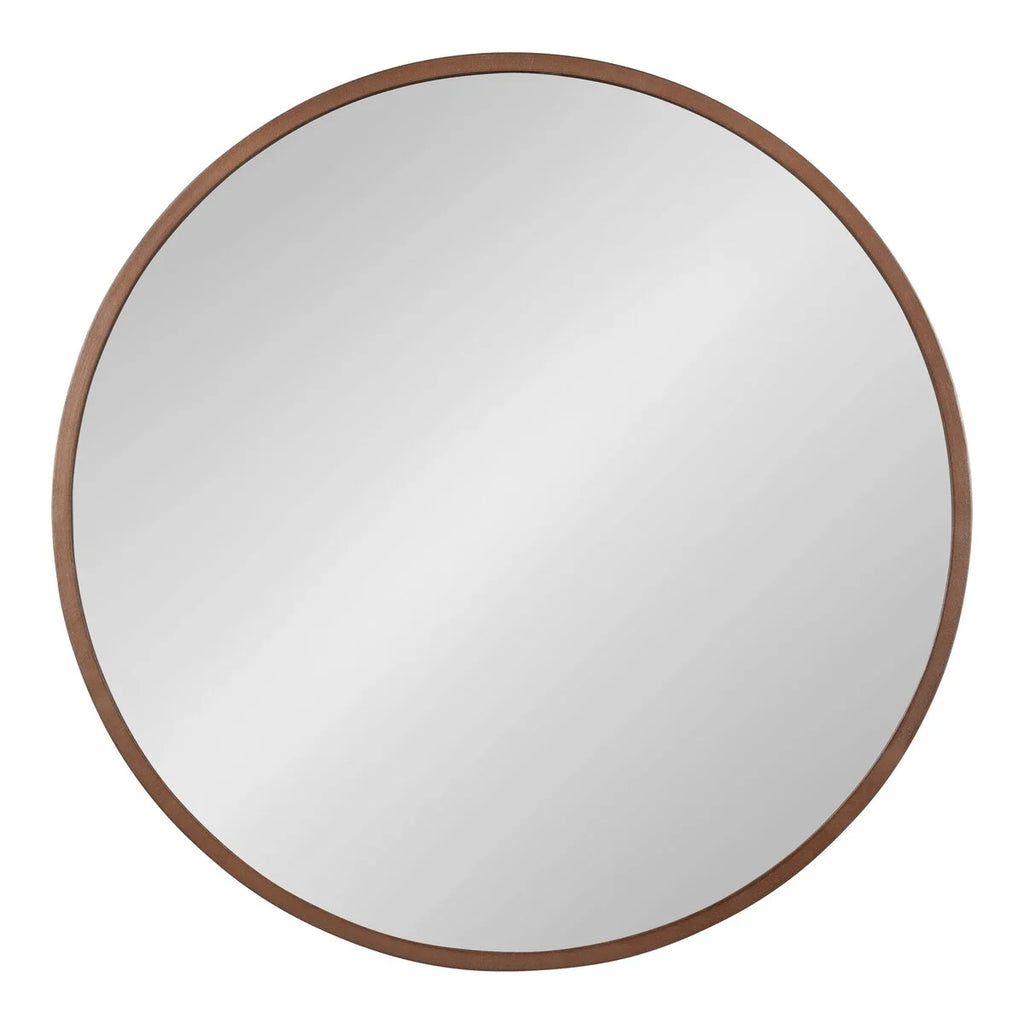 Round Wood Accent Wall Mirror, Modern Decorative Wooden Frame Mirror for Living Room, Bedroom and Entryway