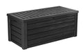 150 Gallon Resin Outdoor Storage Box, Large Deck Container for Patio, Garden and Yard, Dark Gray