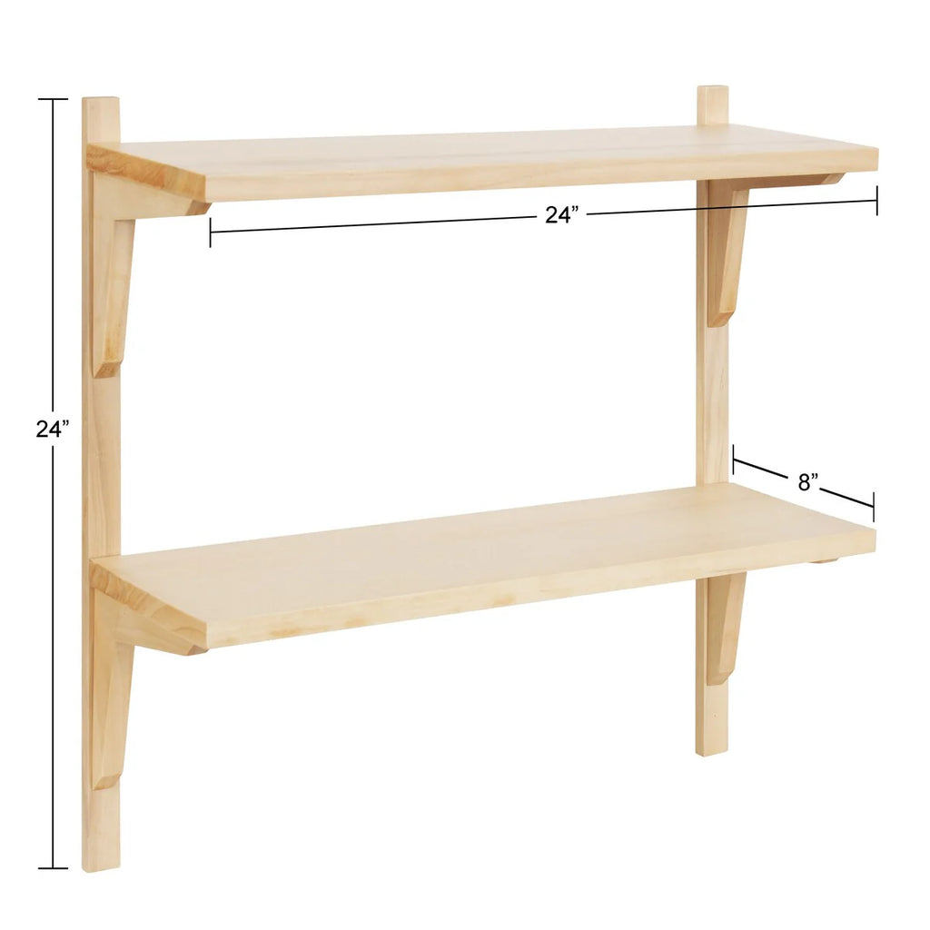 Mid-Century Wall Shelves, 24x8x24 Inch Decorative Wall Mounted Storage and Display Shelving for Home Decor